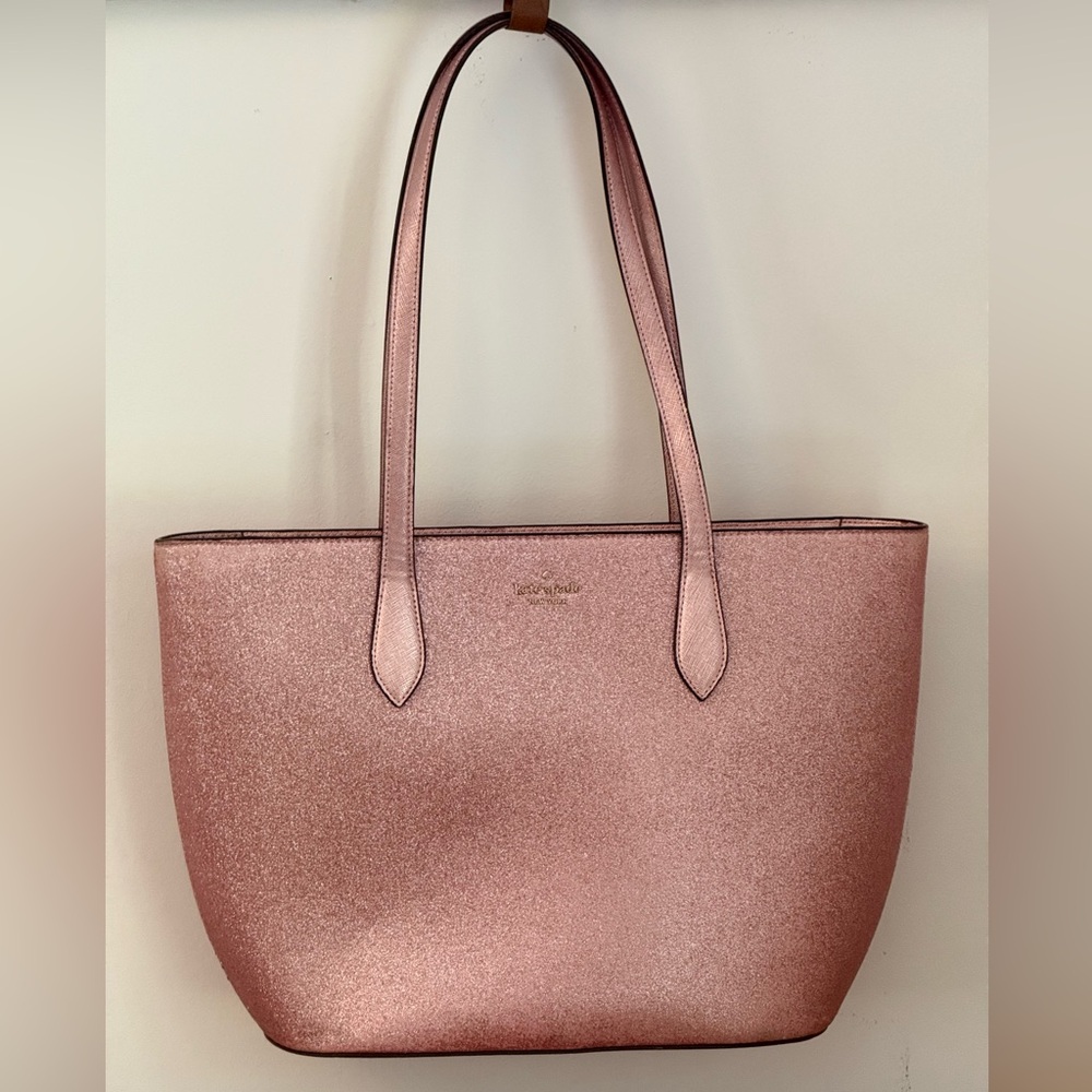 Kate Spade Pink Structured Glitter Tote Bag